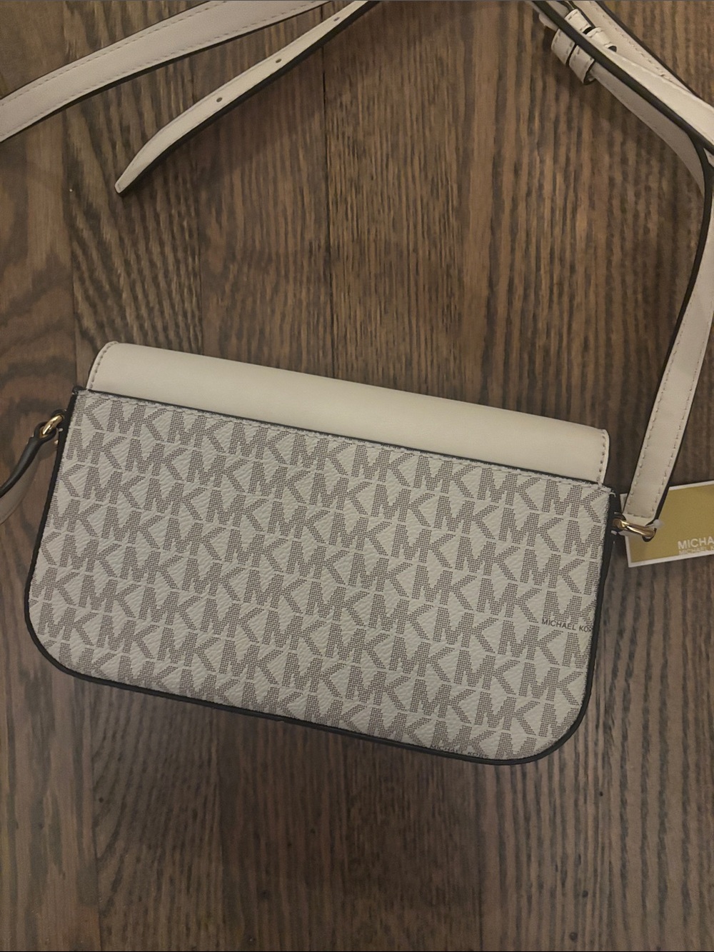 Michael Kors Jet Set Small Beige Cream Crossbody Bag with Signature MK Print - Picture 5 of 5
